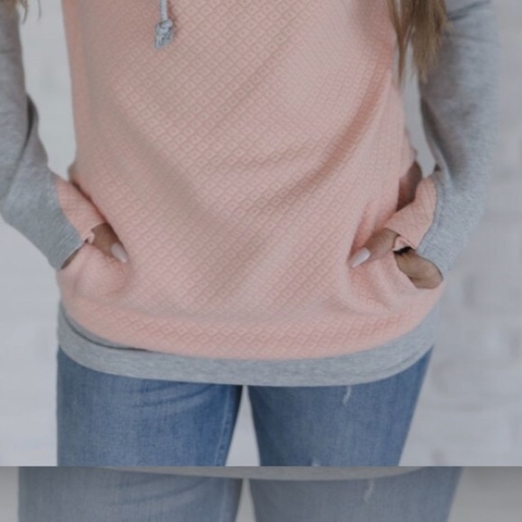 DoubleHood hoodie by Ampersand Ave - Quilted Peach - Picture 3 of 4